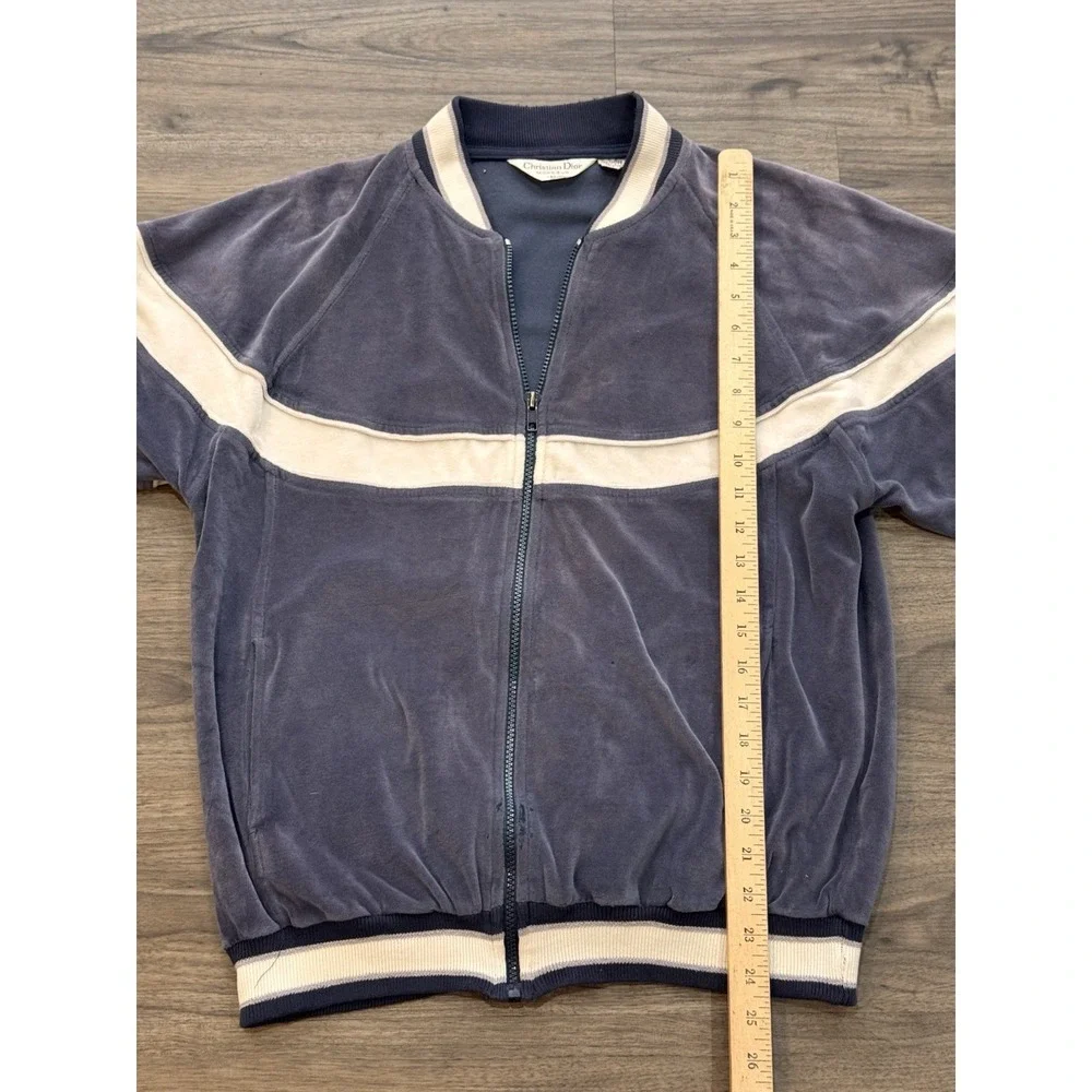 Vintage Christian Dior Track Jacket M Blue Velour Archive 90s Unisex Streetwear